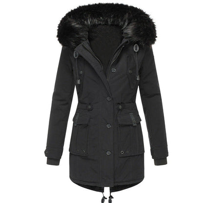 Thickened women's cotton jacket, women's cotton jacket, winter coat, parka jacket, fur collar jacket, winter coat