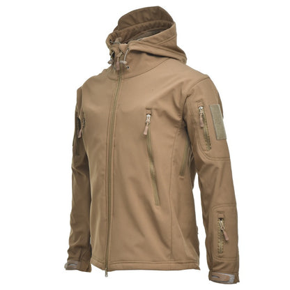 Shark Skin Soft Shell Jacket Camouflage Hooded Fleece Jacket Waterproof Wind Climbing Warm Coat Winter