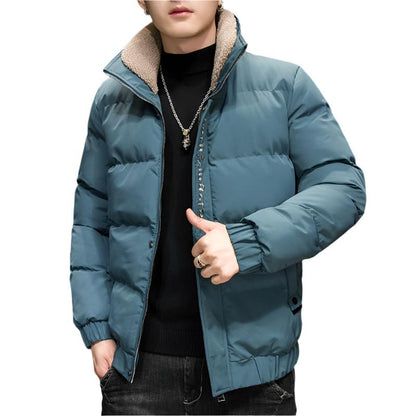 New Style Men's Down Jacket Warm Youth Cotton Jacket Handsome Stand Collar Winter Thickened Cotton Jacket