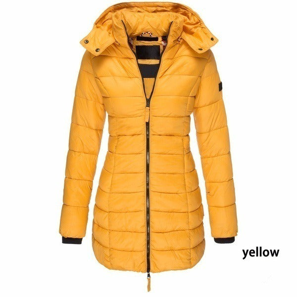 New women's mid length cotton jacket slim fit cotton jacket women's warm jacket