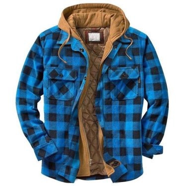 Men's plaid jacket long sleeved 3D fabric printed coat cotton jacket