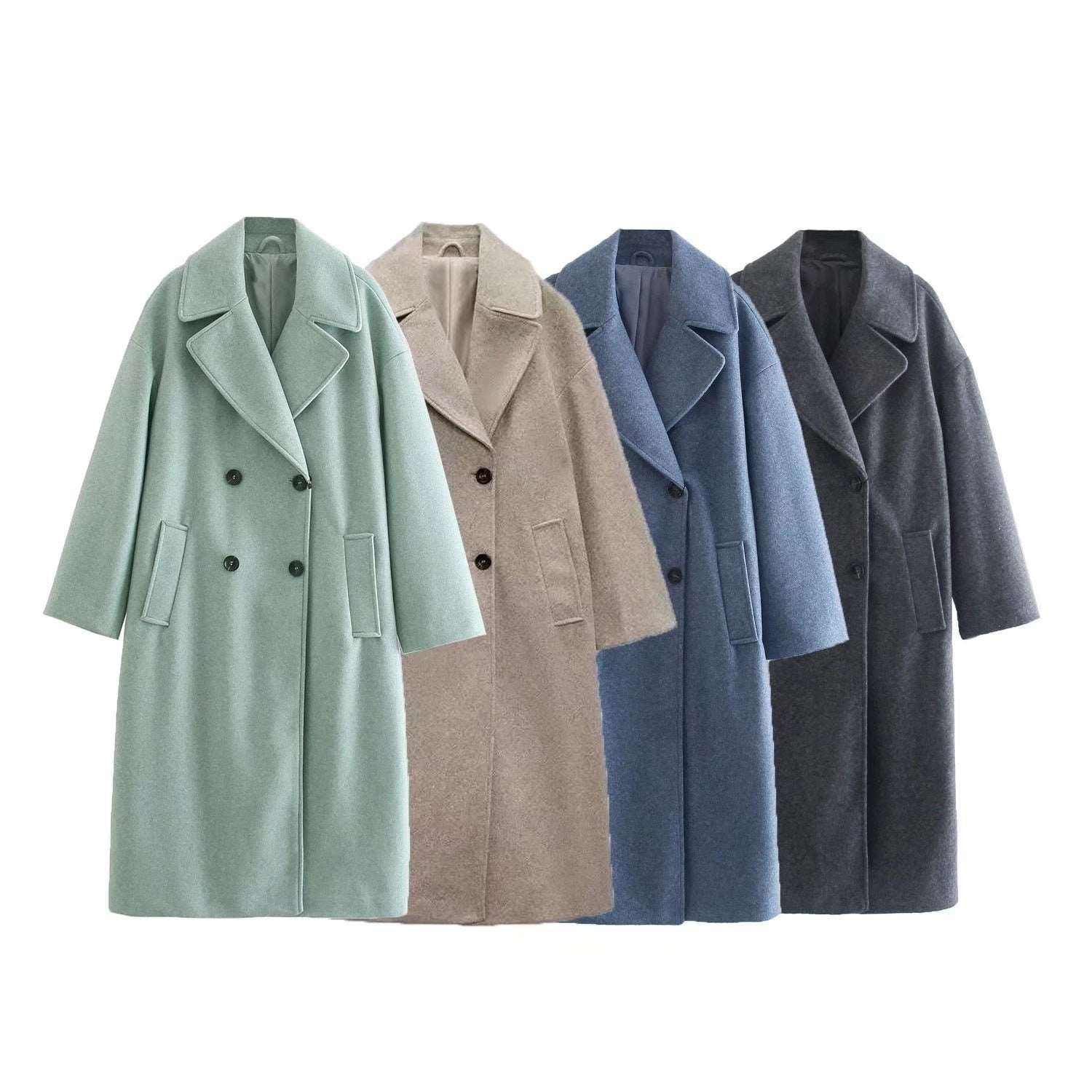 Autumn new women's urban casual four color loose woolen coat jacket