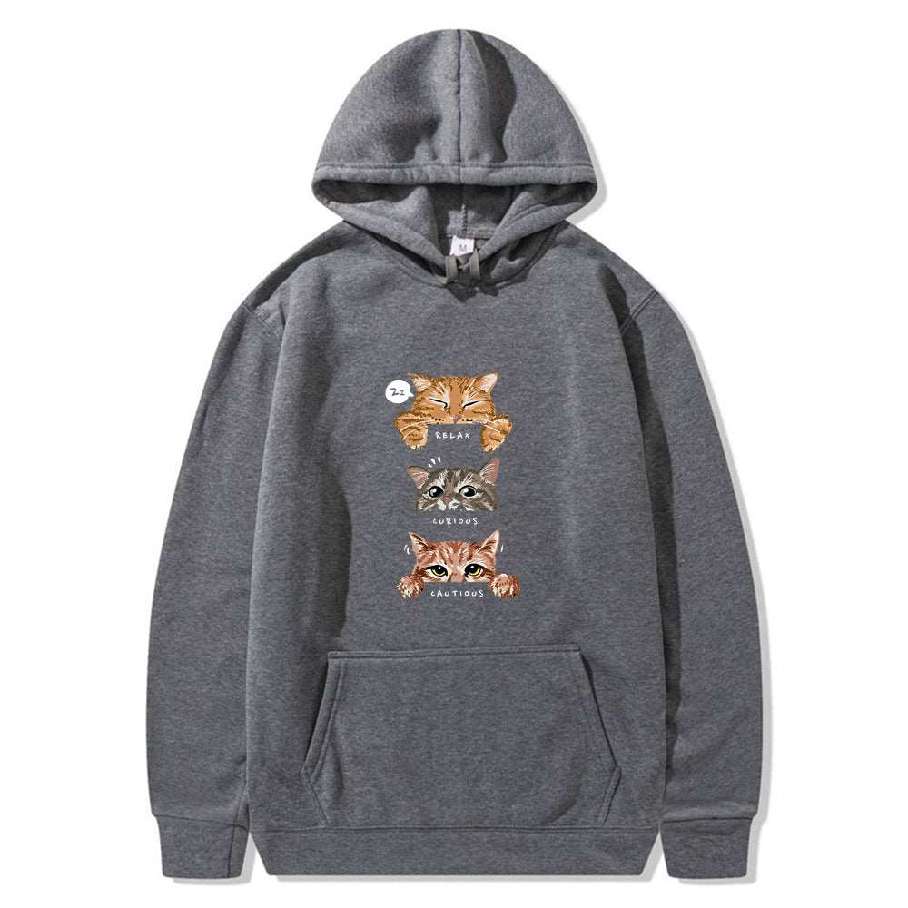 Cute cat, interesting cat print hoodie, men's and women's fashion street pullover, casual hoodie, autumn and winter