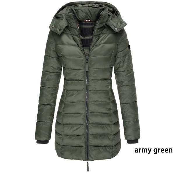 New women's mid length cotton jacket slim fit cotton jacket women's warm jacket