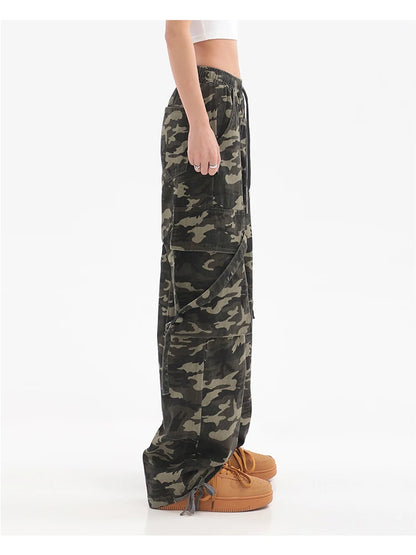 Women's Camouflage Pants Harajuku Jogger Streetwear 90s High Waist  Pants Vintage Wide Leg Trousers Clothes