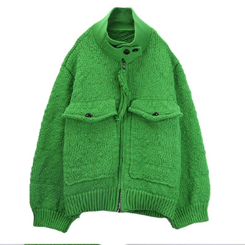 QING MO Green Sweater Coat Cardigan Women  Spring Autumn New Thickened Tassel Sweater Jacket Top Female Streetwear