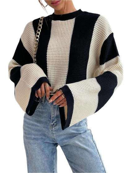 Fashion Striped Turtleneck Sweater For Women Elegant Loose Long Sleeve Pullover  Autumn Vintage Winter High Street Sweaters