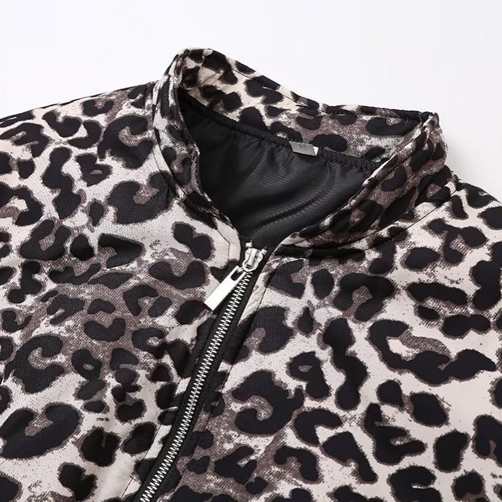 Retro leopard print jacket casual cotton jacket