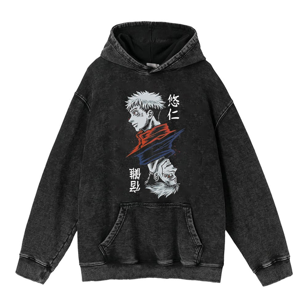 440g Heavyweight Washed Old Five Wisdom Spells Return to War Anime Street Retro Cotton Hoodie Hoodie