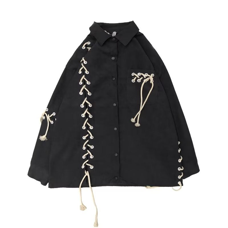 Bandege Blazer Coat Women's Irregular Lapel Single Breatsed Loose Pocket Autumn New High Street Jacket Coat