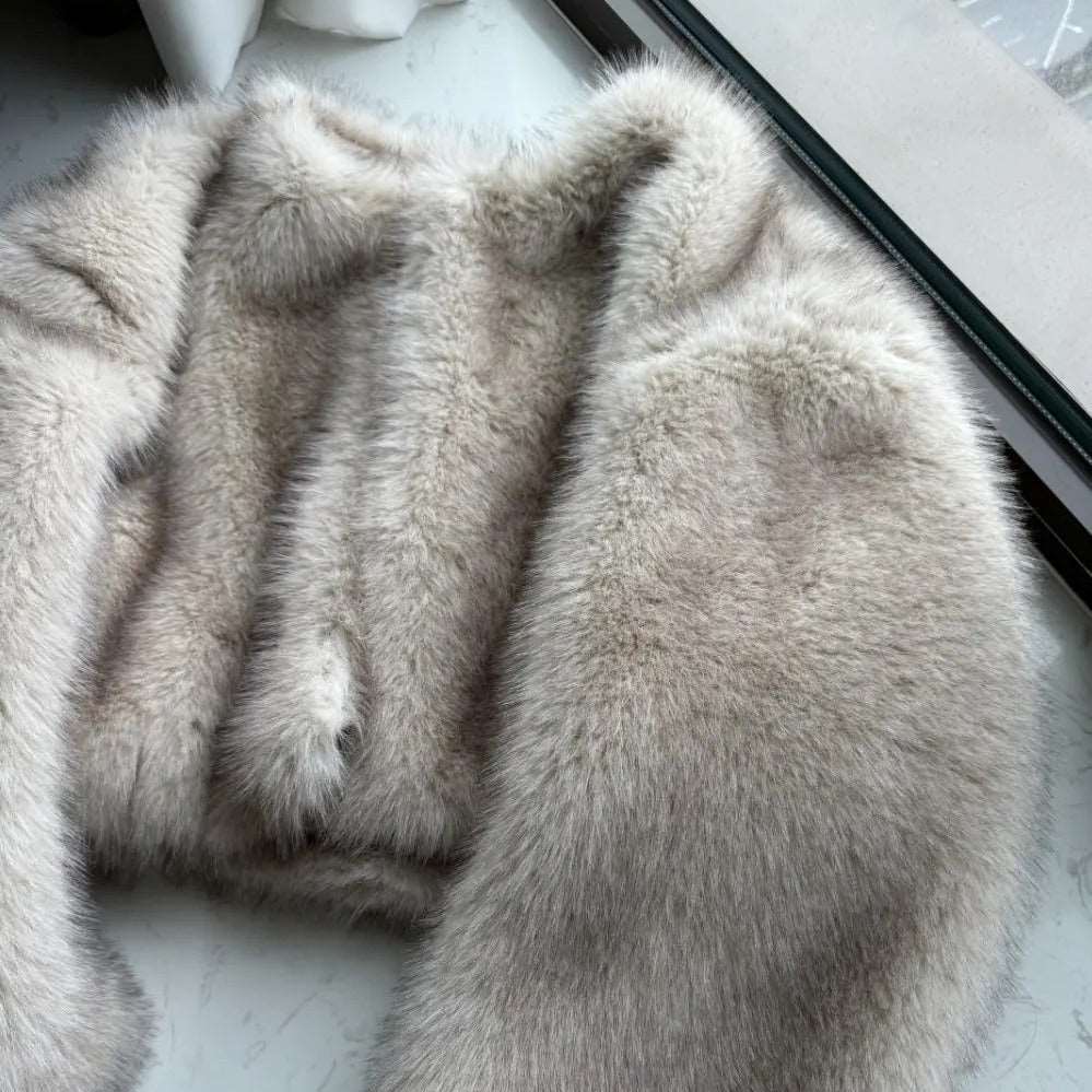 Faux fur coat short fur coat fluffy dyed pointed plush women's clothing