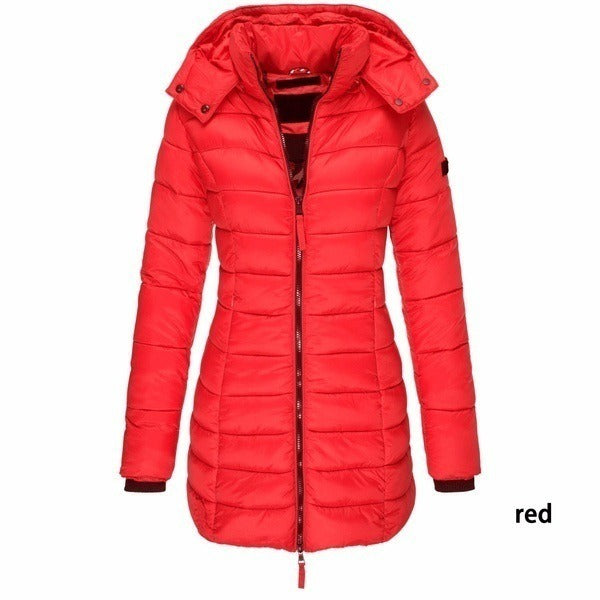 New women's mid length cotton jacket slim fit cotton jacket women's warm jacket