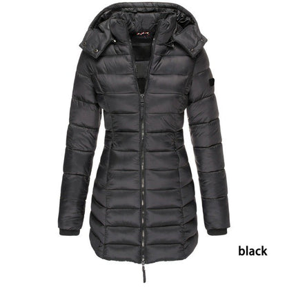 New women's mid length cotton jacket slim fit cotton jacket women's warm jacket