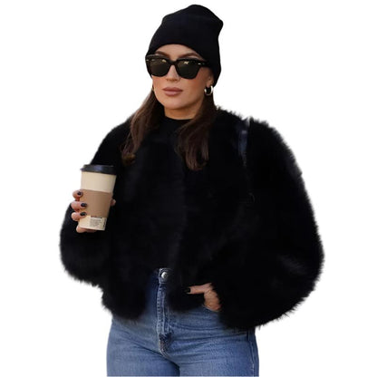 Faux fur coat short fur coat fluffy dyed pointed plush women's clothing