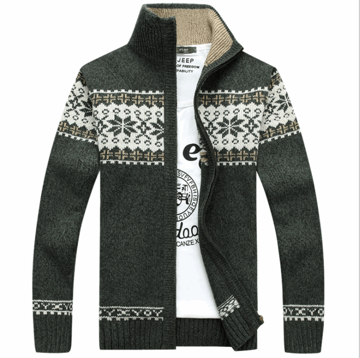 Autumn Winter Men's Sweater Coat  Jackets Men Zipper Knitted Thick Coat Warm Casual Knitwear Cardigan