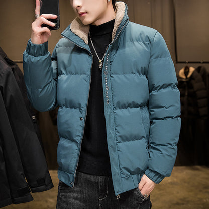 New Style Men's Down Jacket Warm Youth Cotton Jacket Handsome Stand Collar Winter Thickened Cotton Jacket