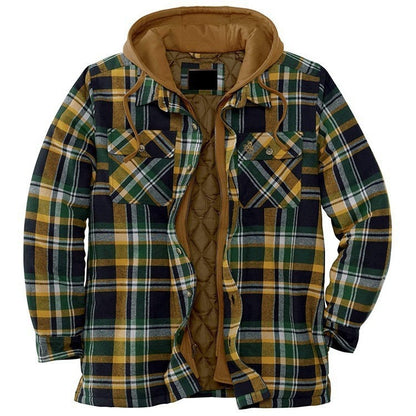 Men's plaid jacket long sleeved 3D fabric printed coat cotton jacket