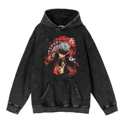 440g Heavyweight Washed Old Five Wisdom Spells Return to War Anime Street Retro Cotton Hoodie Hoodie