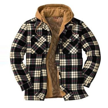 Men's plaid jacket long sleeved 3D fabric printed coat cotton jacket