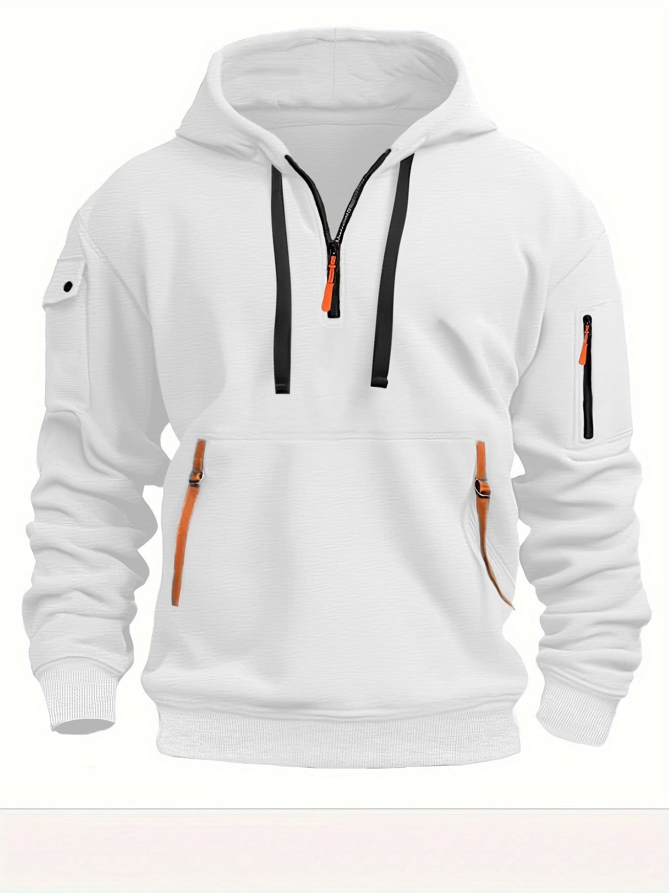 Men's hoodie hooded sweatshirt with zipper multi pocket pullover men's sports jacket