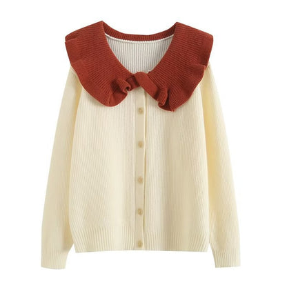 Autumn and Winter New Style Doll Neck Sweater Knitted Cardigan Women