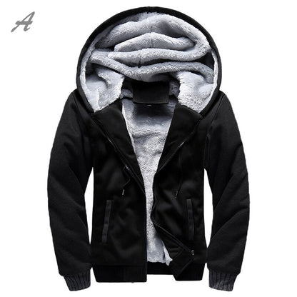 Men's Jackets Winter Plus Velvet Thickening Coat Hooded Sports Sweatshirt Male Baseball Uniform Jacket Zipper Male Hoodie