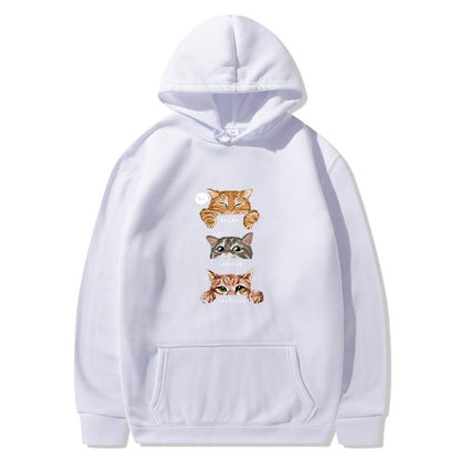 Cute cat, interesting cat print hoodie, men's and women's fashion street pullover, casual hoodie, autumn and winter