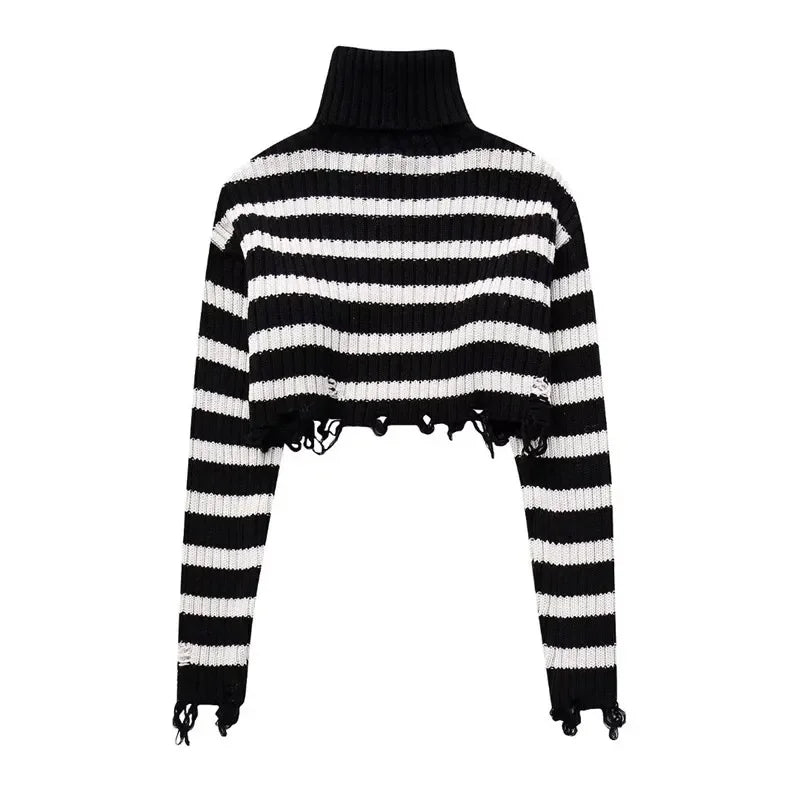 Woman Turtleneck Knitted Sweater Women Autumn Winter Long Sleeve Knit Cropped Sweaters For Women