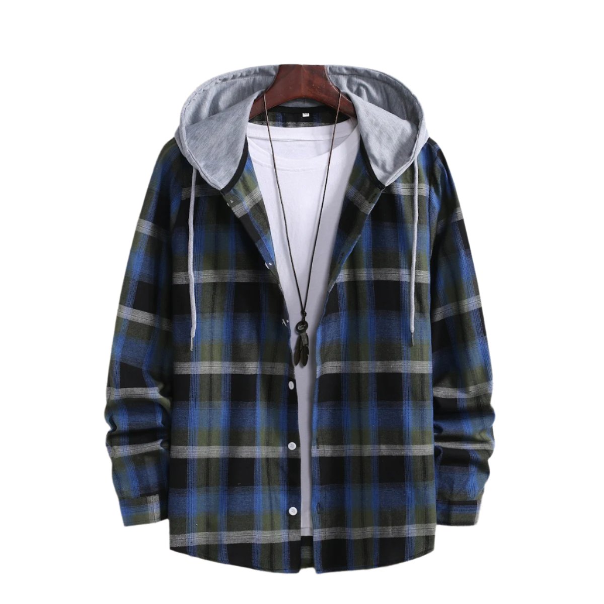 Men's long sleeved shirt autumn plaid casual loose trendy cool Korean plaid printed shirt jacket