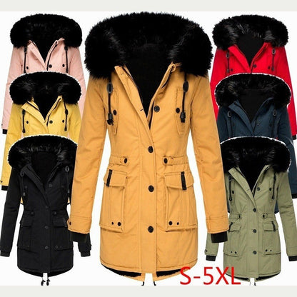 Thickened women's cotton jacket, women's cotton jacket, winter coat, parka jacket, fur collar jacket, winter coat