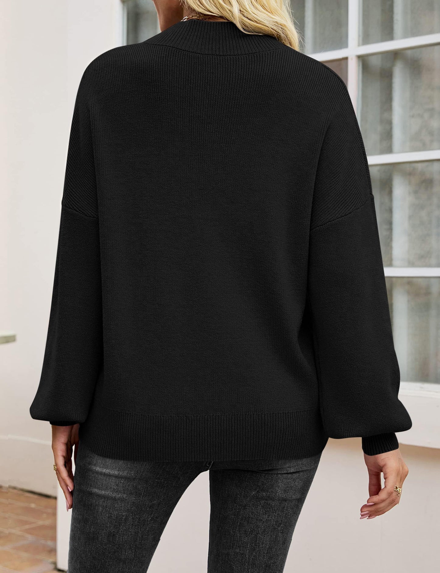 Zeagoo Jumpers for Women Casual Long Sleeve Tops Crewneck Sweater Knitted Jumper Loose Pullover Ladies Sweatshirts Oversized Jumper Black S