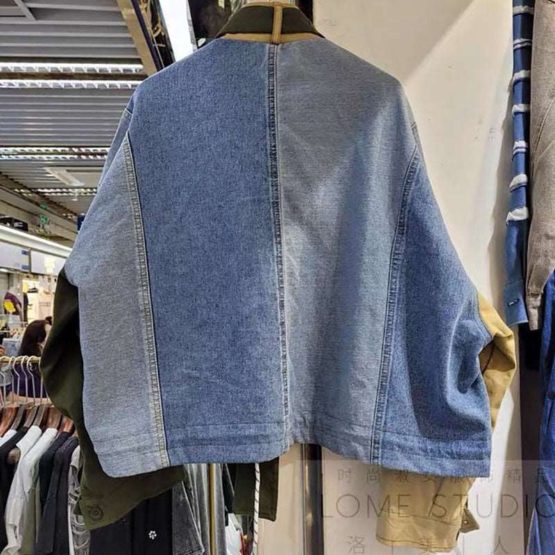 Fashion Streetwear Jacket Women Autumn  New Lapel Loose Single Breasted Long Sleeve Denim Coat Female Tide