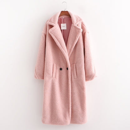 Women's cotton jacket, cotton jacket, women's European and American ins, winter thick and loose lapel lamb wool jacket