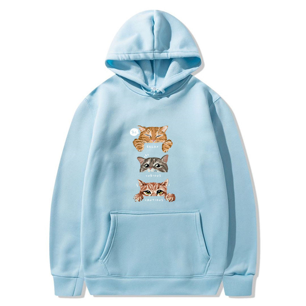 Cute cat, interesting cat print hoodie, men's and women's fashion street pullover, casual hoodie, autumn and winter