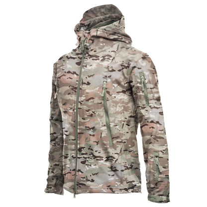 Shark Skin Soft Shell Jacket Camouflage Hooded Fleece Jacket Waterproof Wind Climbing Warm Coat Winter