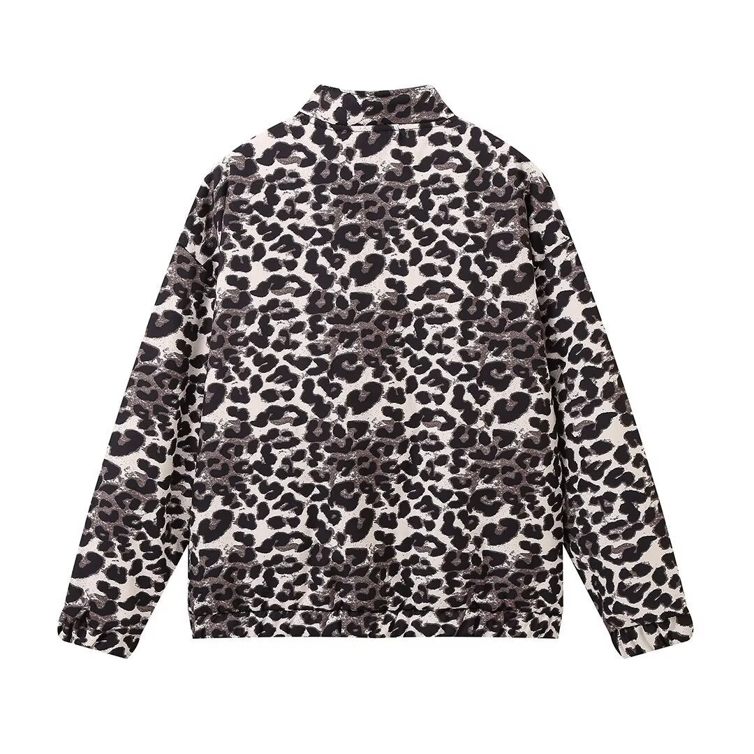 Retro leopard print jacket casual cotton jacket