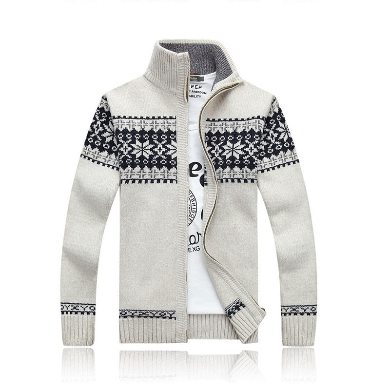 Autumn Winter Men's Sweater Coat  Jackets Men Zipper Knitted Thick Coat Warm Casual Knitwear Cardigan