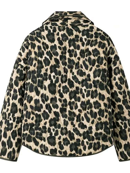 European Style Fashion All Match Cardigan Leopard Print Jacket Loose Casual Top Coat Women