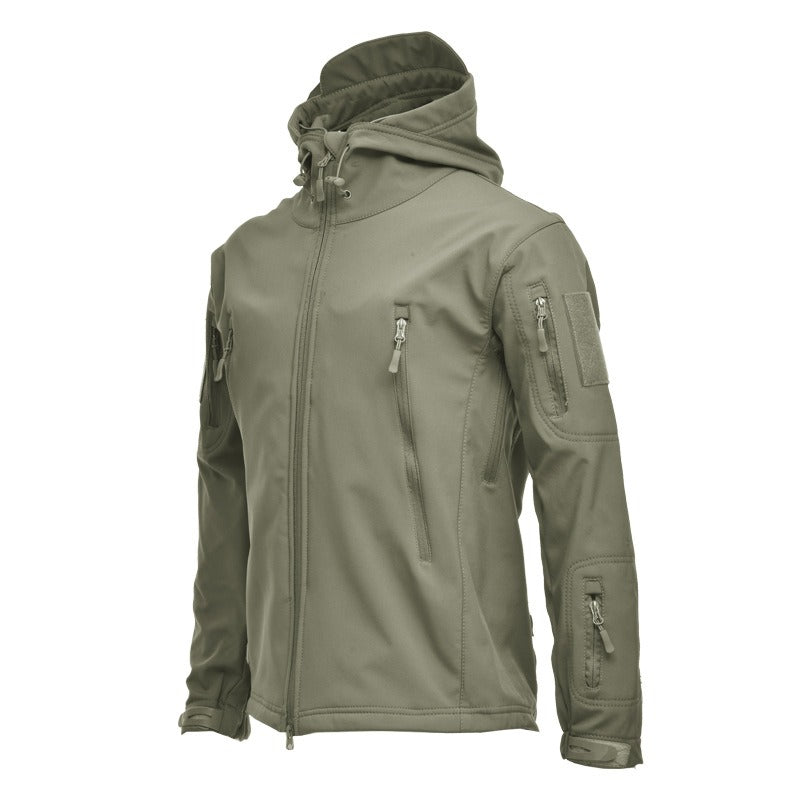 Shark Skin Soft Shell Jacket Camouflage Hooded Fleece Jacket Waterproof Wind Climbing Warm Coat Winter