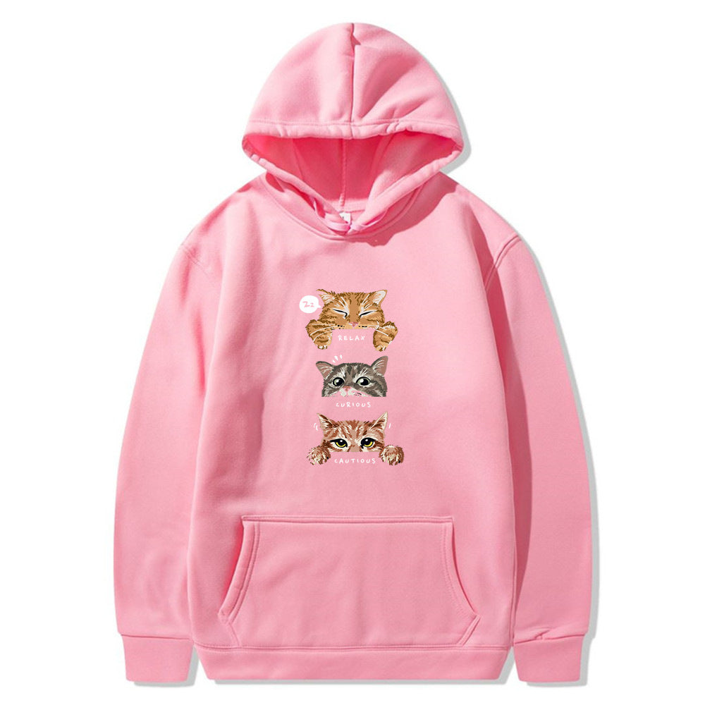 Cute cat, interesting cat print hoodie, men's and women's fashion street pullover, casual hoodie, autumn and winter