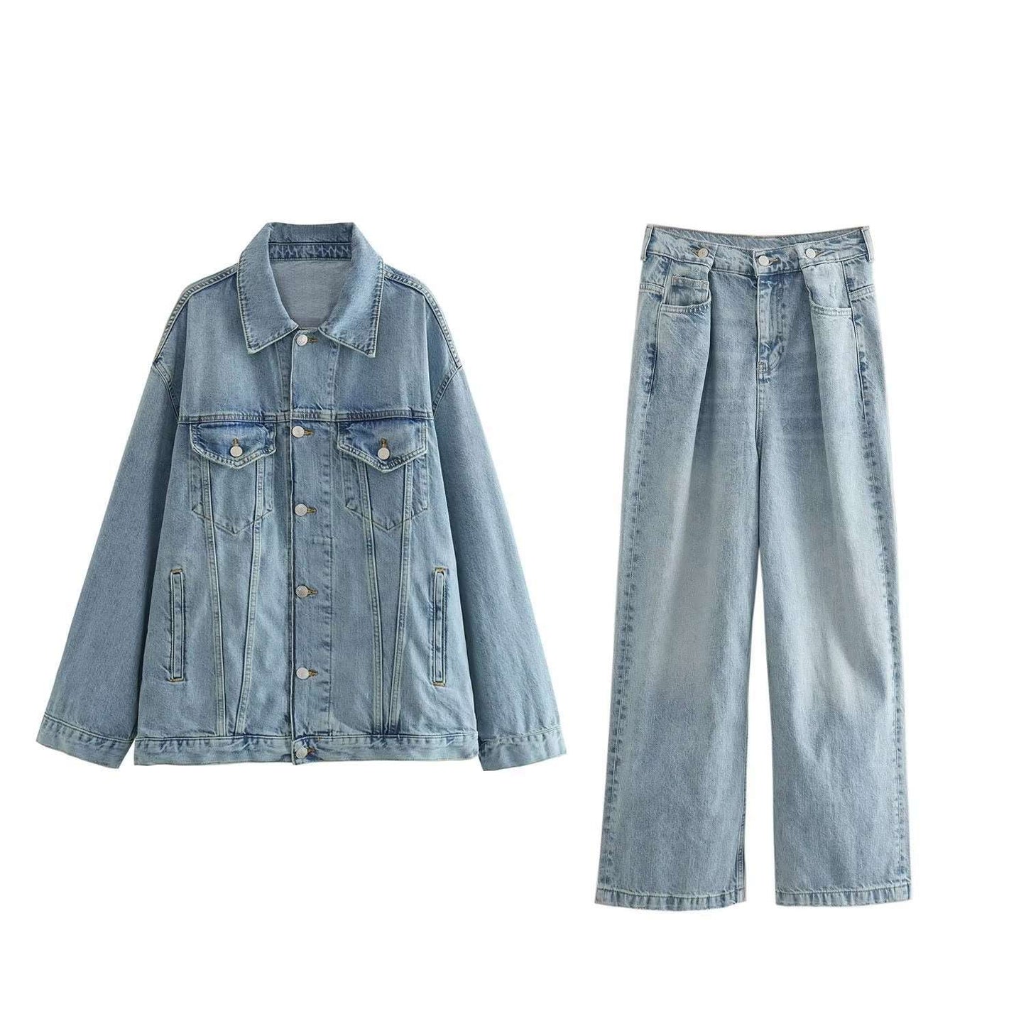 Fashion Loose Jacket Coat Vintage Loose Mid-waist Jeans Female Outerwear Chic Overshirt