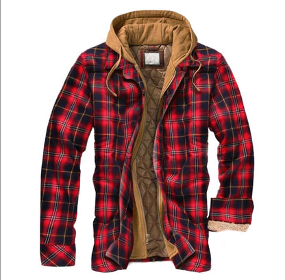 Men's plaid jacket long sleeved 3D fabric printed coat cotton jacket