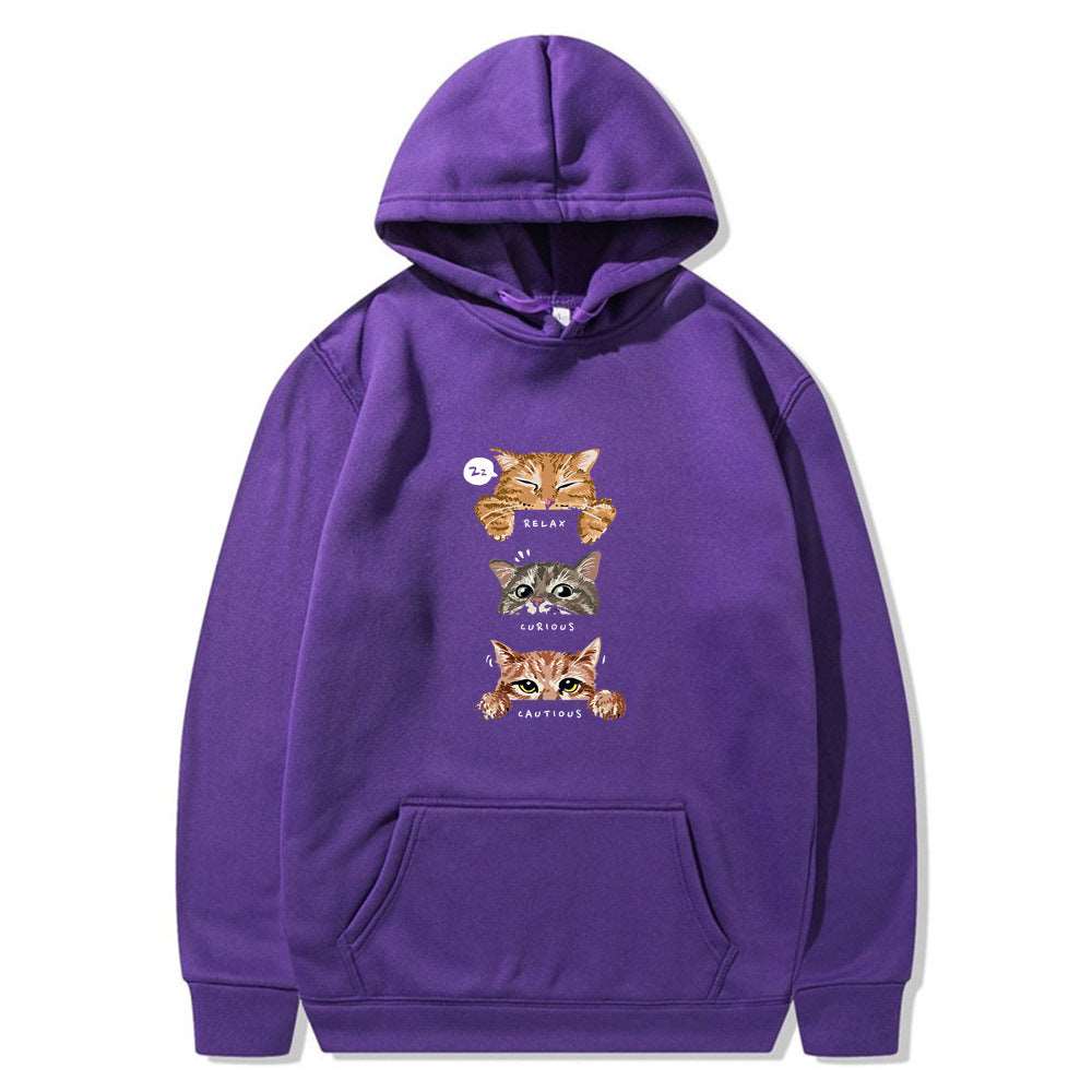 Cute cat, interesting cat print hoodie, men's and women's fashion street pullover, casual hoodie, autumn and winter