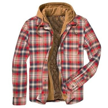 Men's plaid jacket long sleeved 3D fabric printed coat cotton jacket