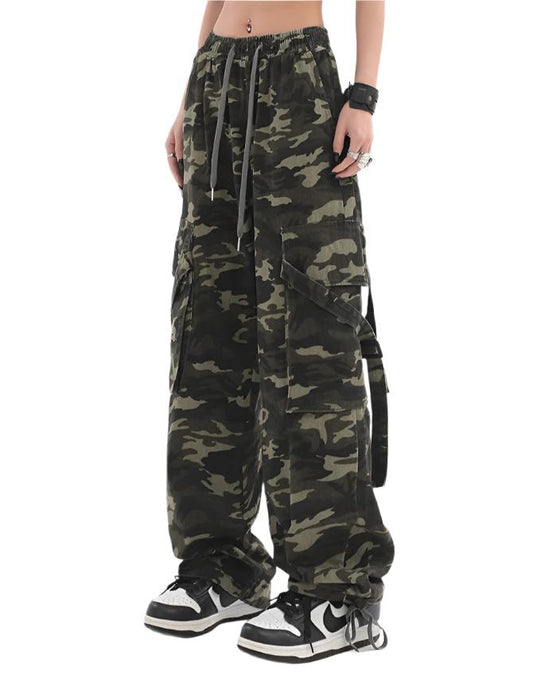 Women's Camouflage Pants Harajuku Jogger Streetwear 90s High Waist  Pants Vintage Wide Leg Trousers Clothes