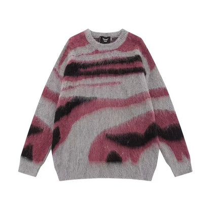 Autumn Men Striped Oversized Knitted Jumper Sweaters Hip Hop Streetwear Harajuku Fashion Couple Pullovers Knit Clothing