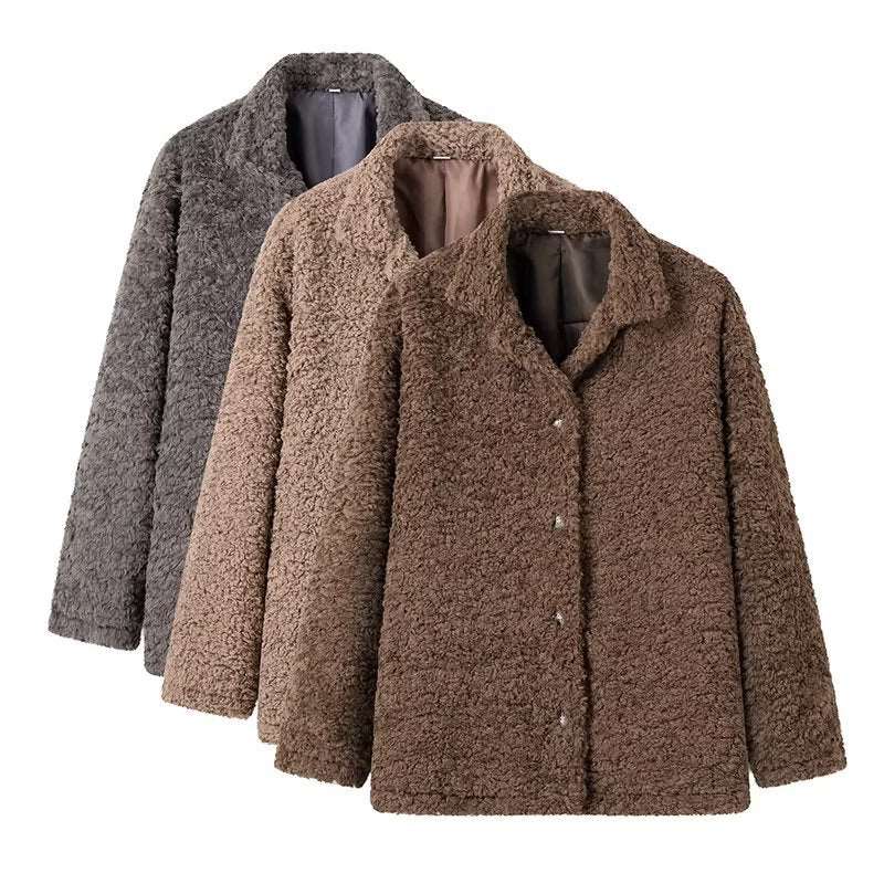 Autumn and Winter New Fashionable Warm and Western Style Loose Teddy Fluffy Loop Coat