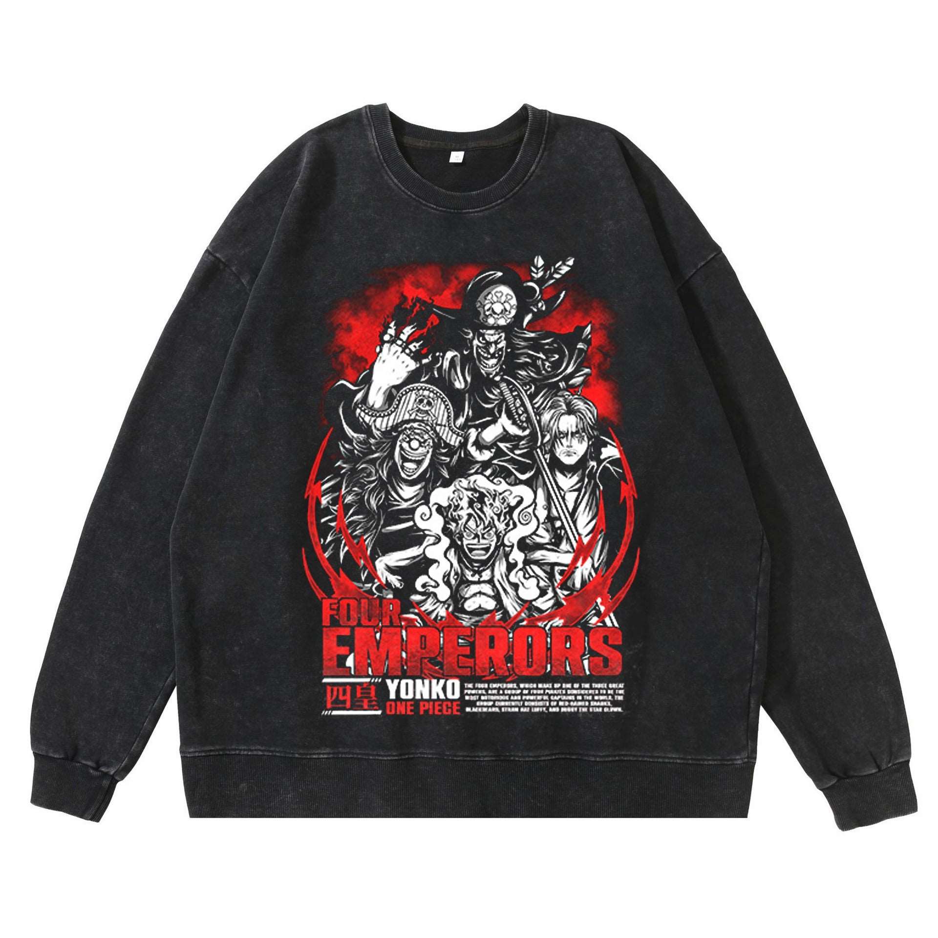 360 gram heavy-duty washed vintage hoodie street hip-hop anime American pirate king Luffy cotton autumn hoodie