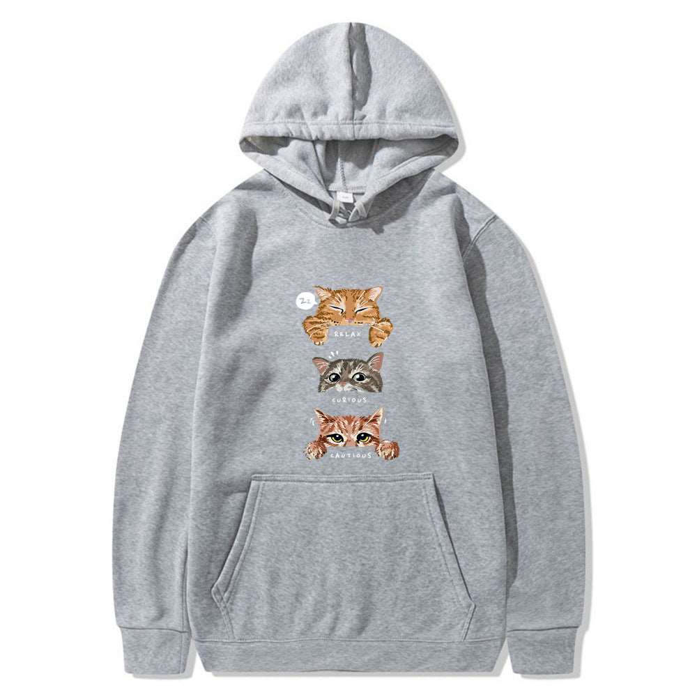 Cute cat, interesting cat print hoodie, men's and women's fashion street pullover, casual hoodie, autumn and winter