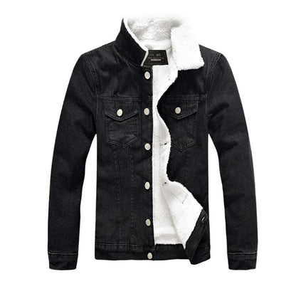 Winter Men's Casual Denim Jacket Plus Velvet Warm Cotton Coat